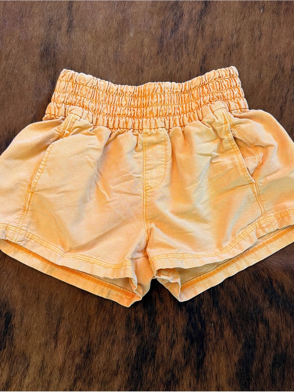 aerie Orange Smocked Waist Shorts